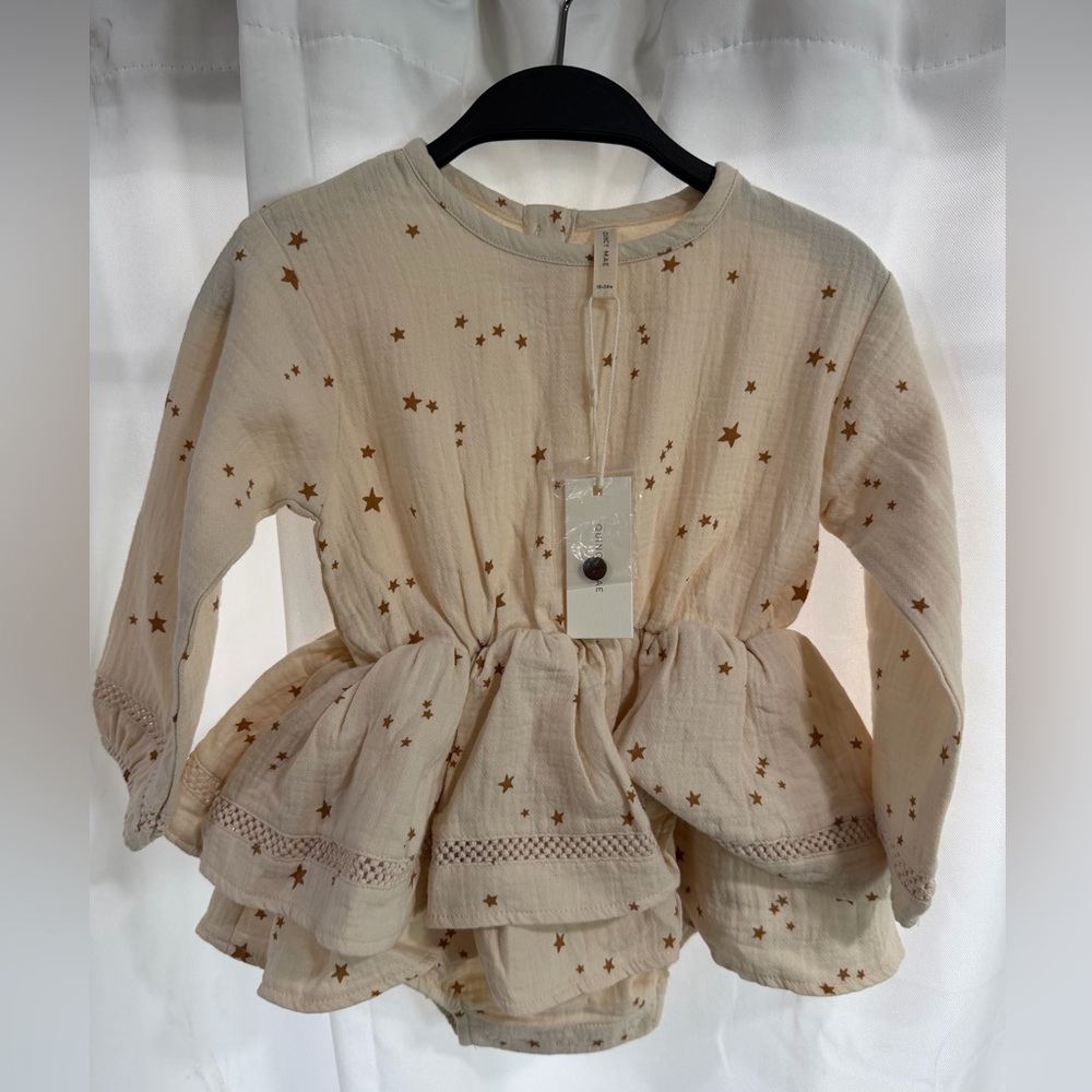 Quincy Mae Cream One-Piece with Gold Star Peplum